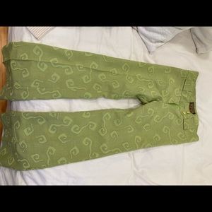 Funky flare green swirl pattern pants